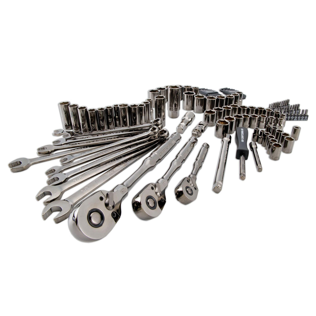 121-Piece Gunmetal Chrome Mechanics Tool Set with Hard Case S587
