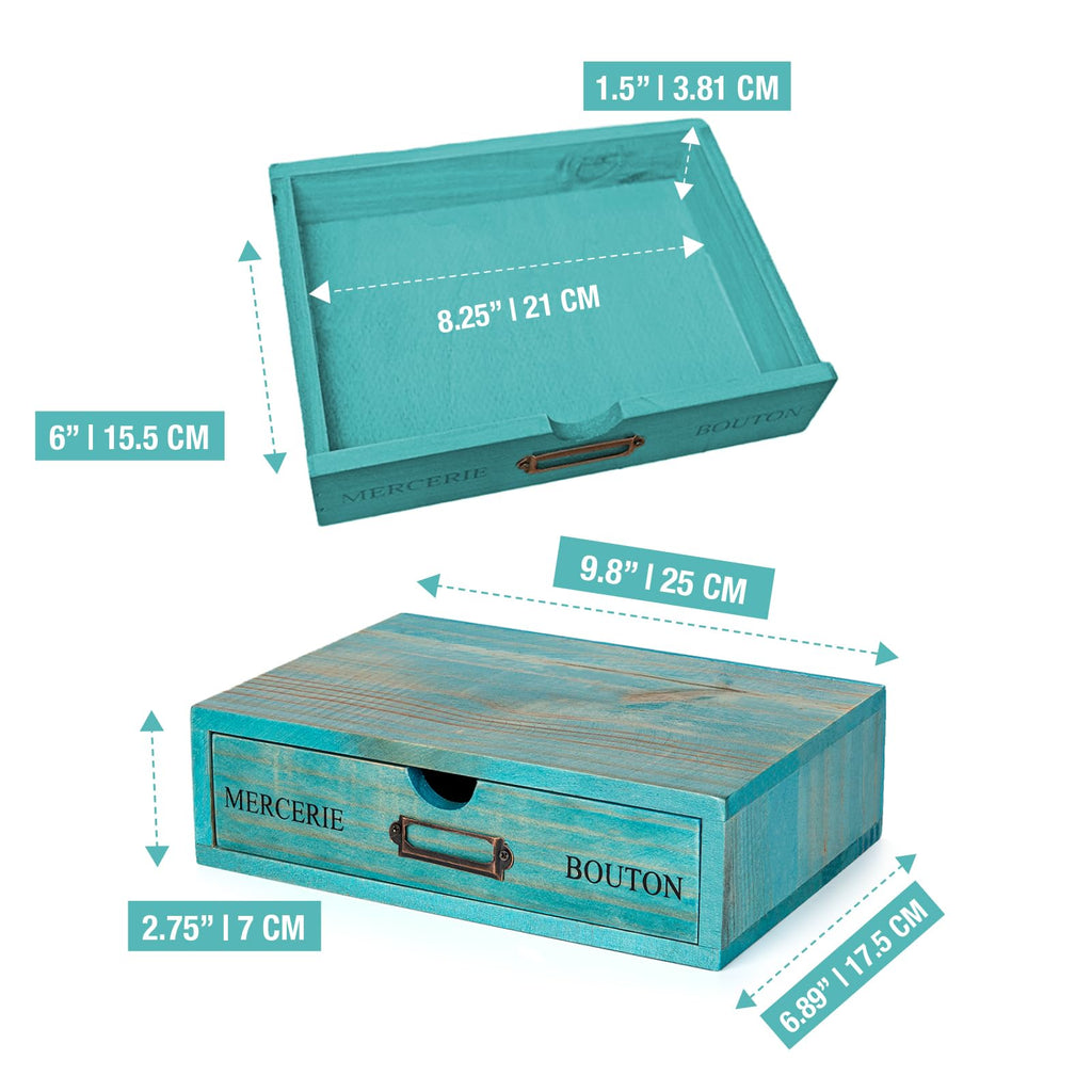 Turquoise Single Drawer Wooden Organizer R10230