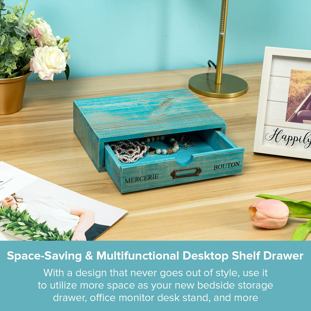 Turquoise Single Drawer Wooden Organizer R10230