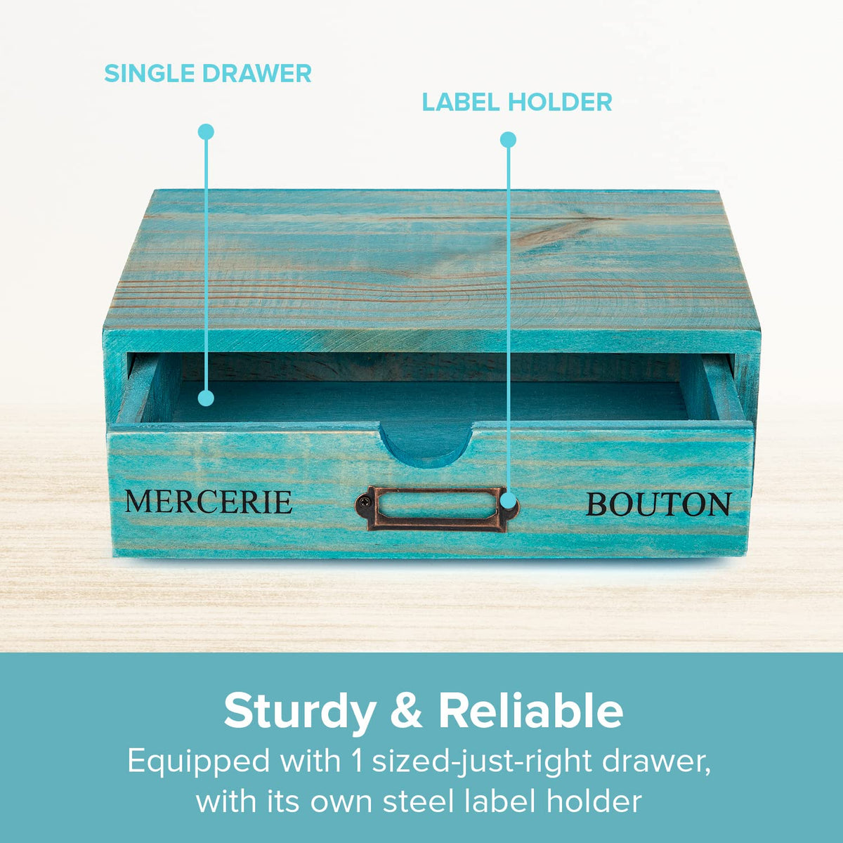 Turquoise Single Drawer Wooden Organizer R10230
