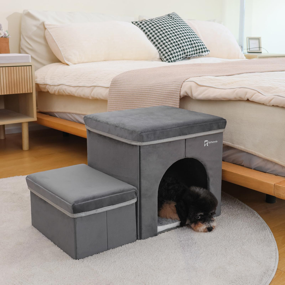 Foldable Pet Stairs with House & Storage G4820