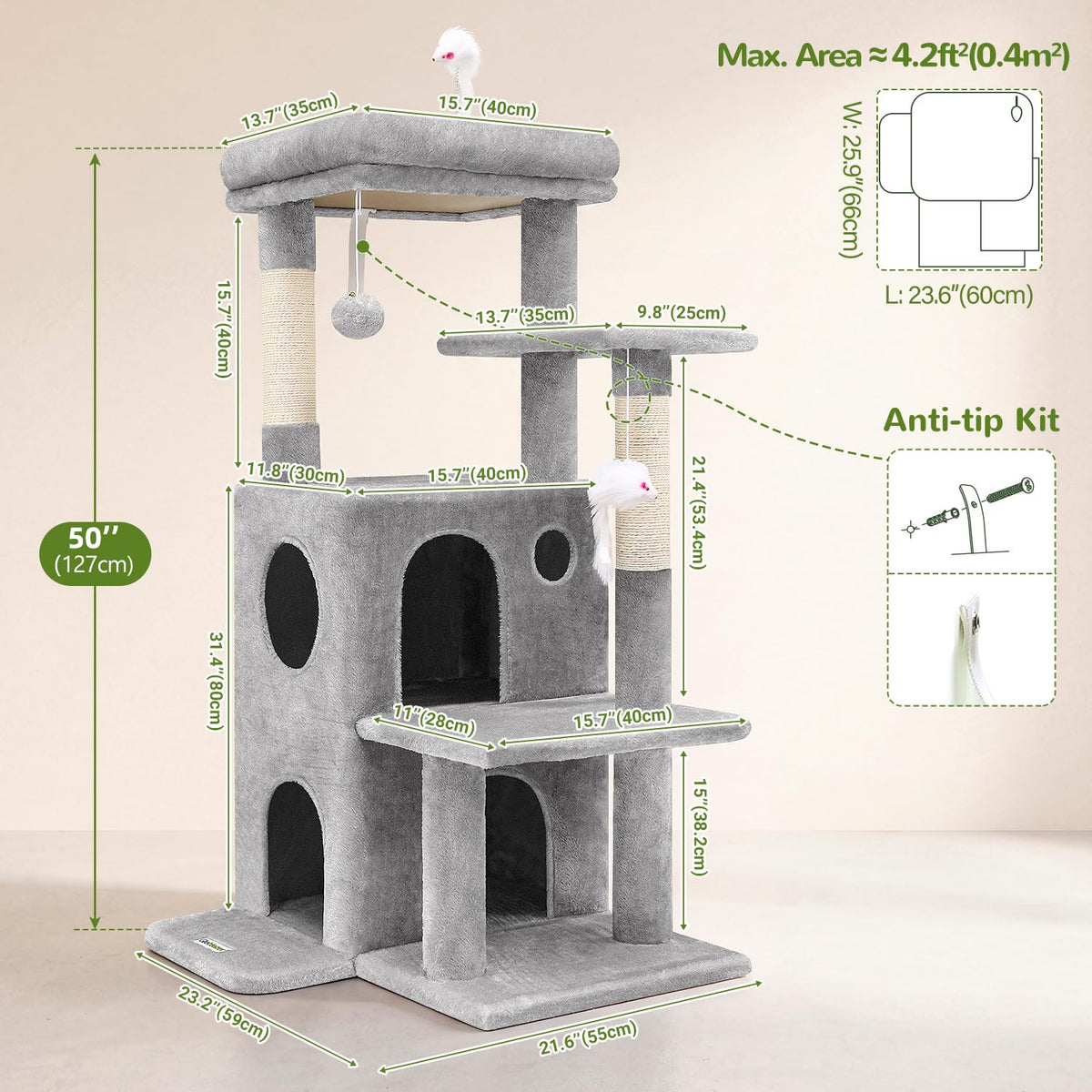 Light Grey Cat Tree Tower I478