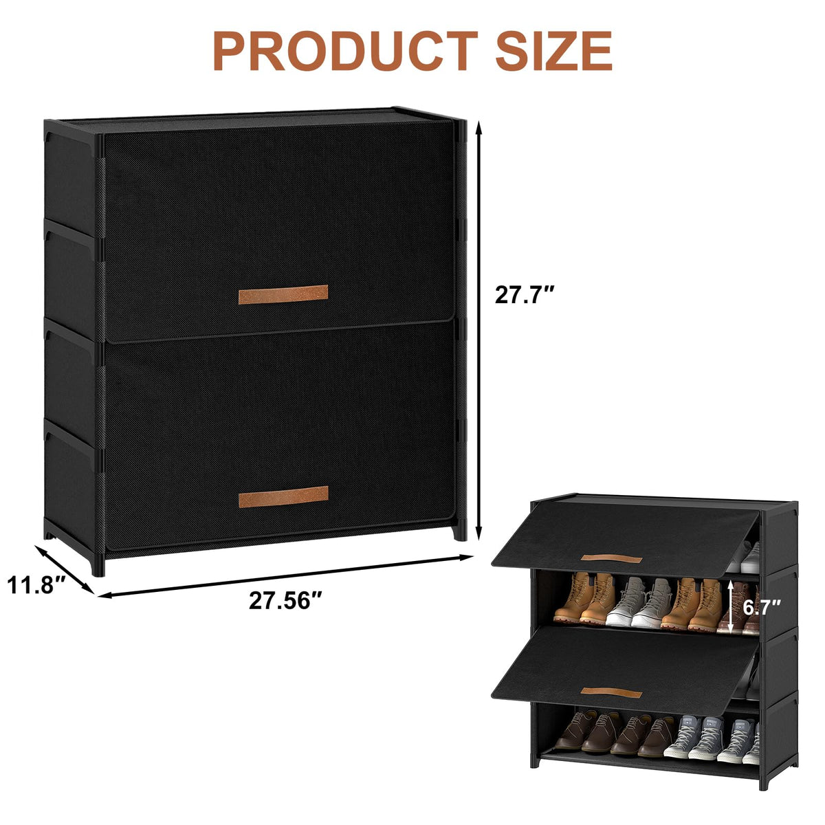 Black 5 Tier Shoe Cabinet with Door H8940