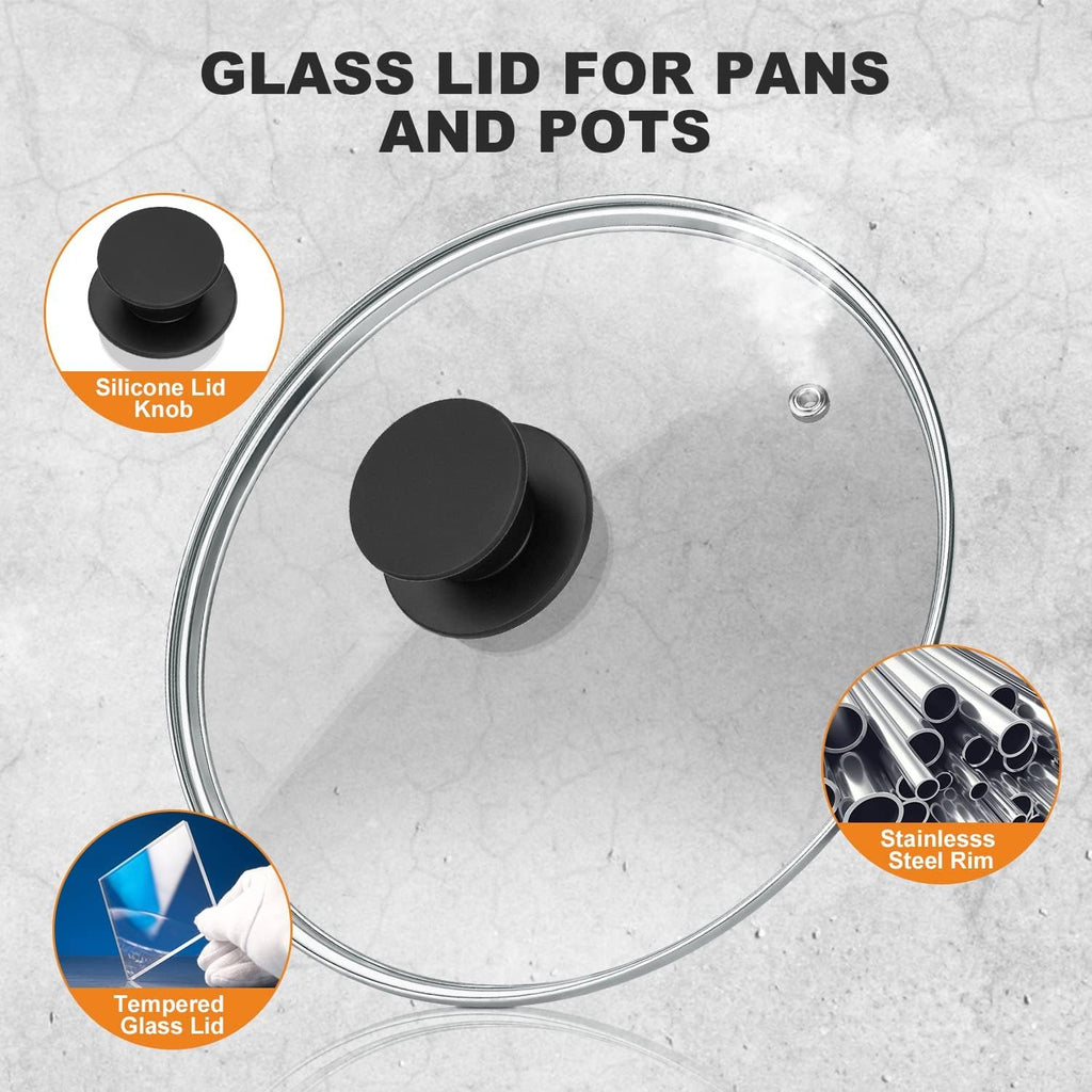 12 Inch Tempered Glass Pan Lid with Silicone Handle J509