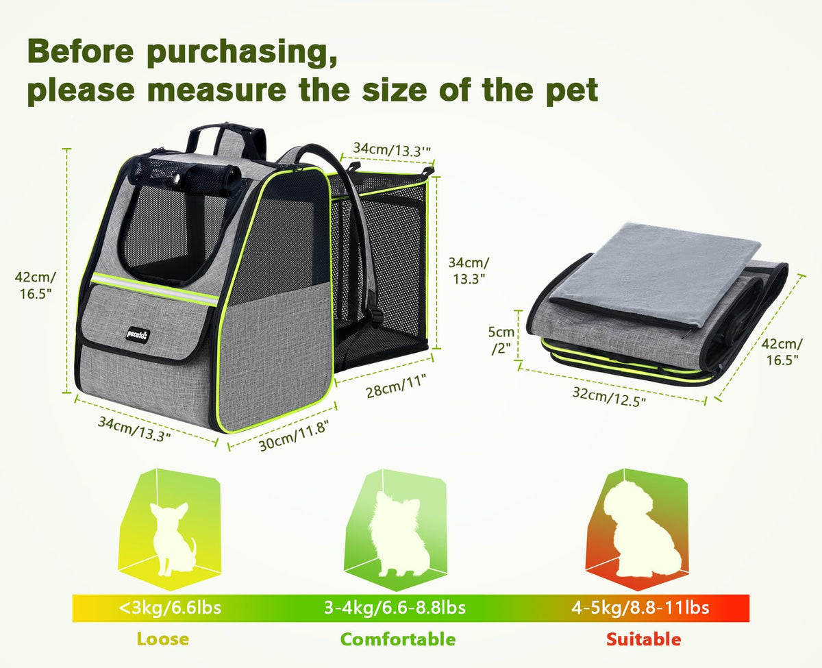 Expandable Cat Backpack Carrier with Ventilated Mesh, Grey U360670