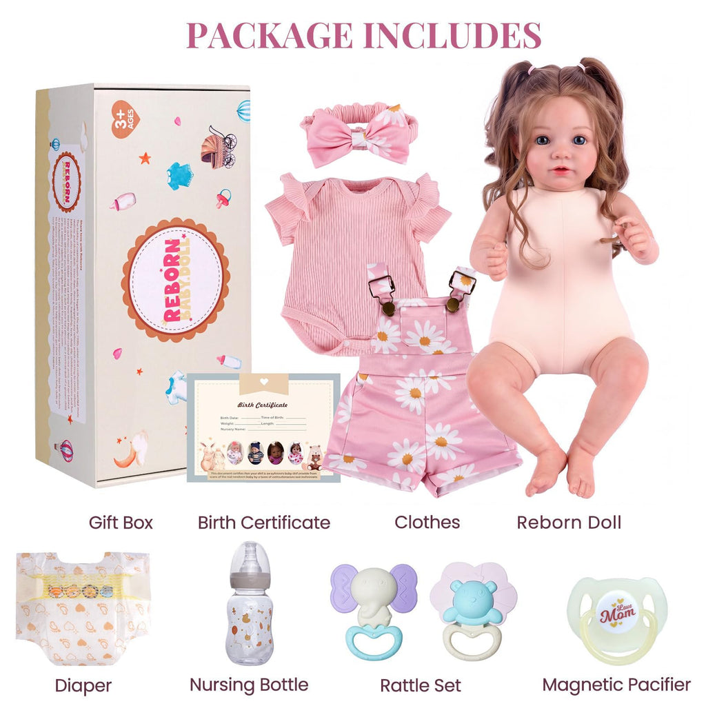 20inch Realistic Reborn Baby Dolls with Poseable Limbs Rooted Hair Y486726