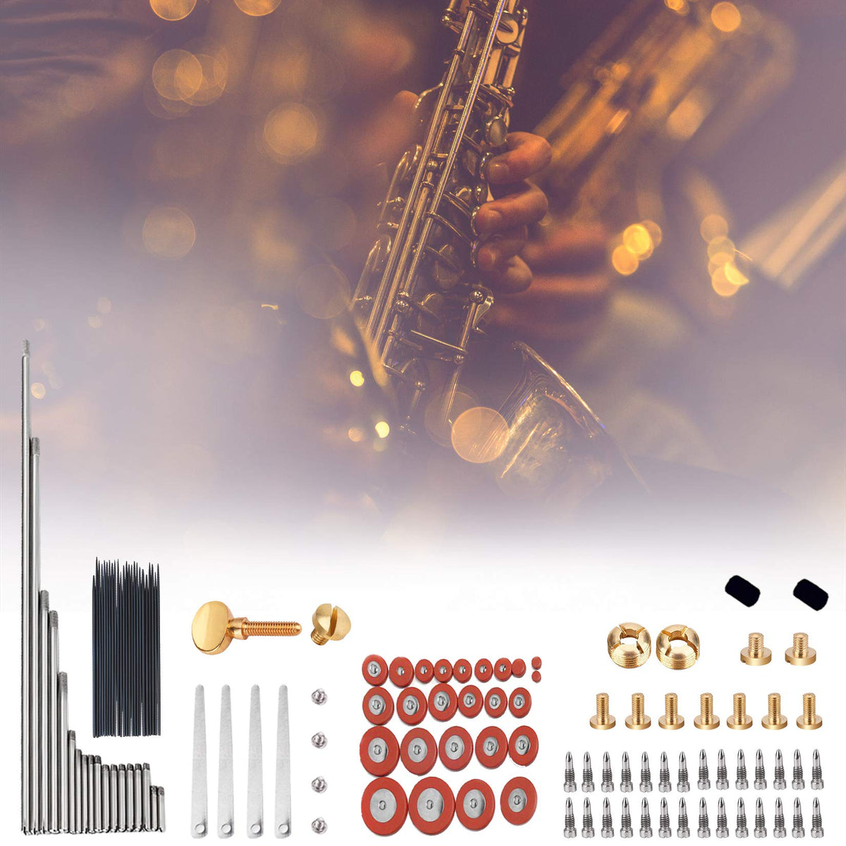 Alto Sax Repair Parts Screws and 25pcs Sax Pads Z334