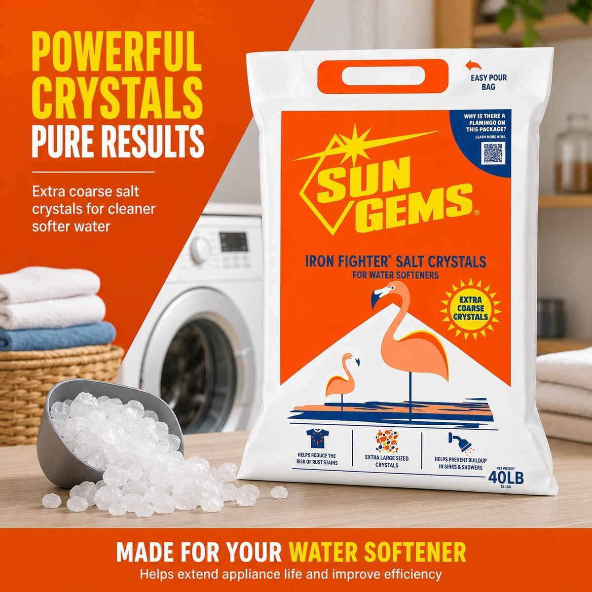 Water Softener Salt Crystals 40 lb Extra Coarse Q254