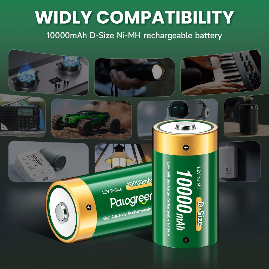 4 Pack 1.2V D Size Rechargeable Batteries W805