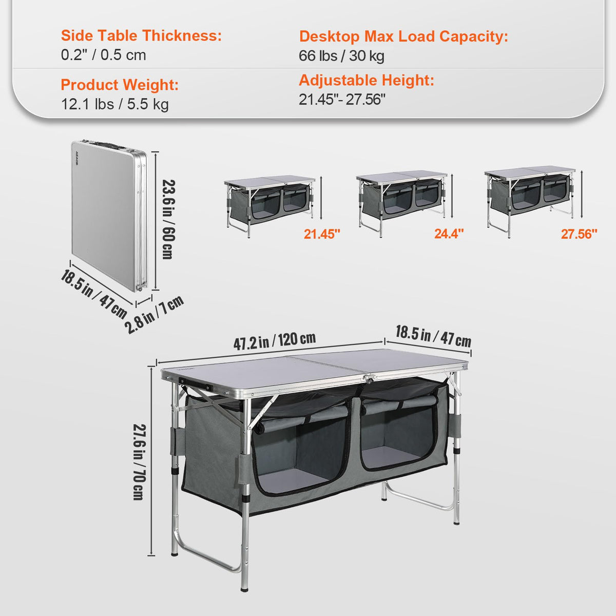 Folding Camping Cooking Table with Storage Organizer C20200