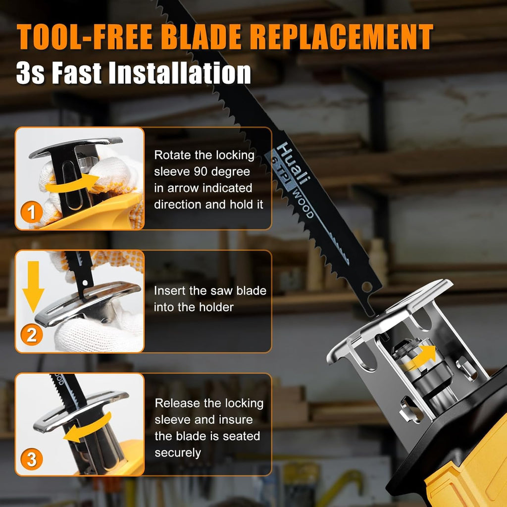 Cordless Reciprocating Saw with 4 Saw Blades P12552