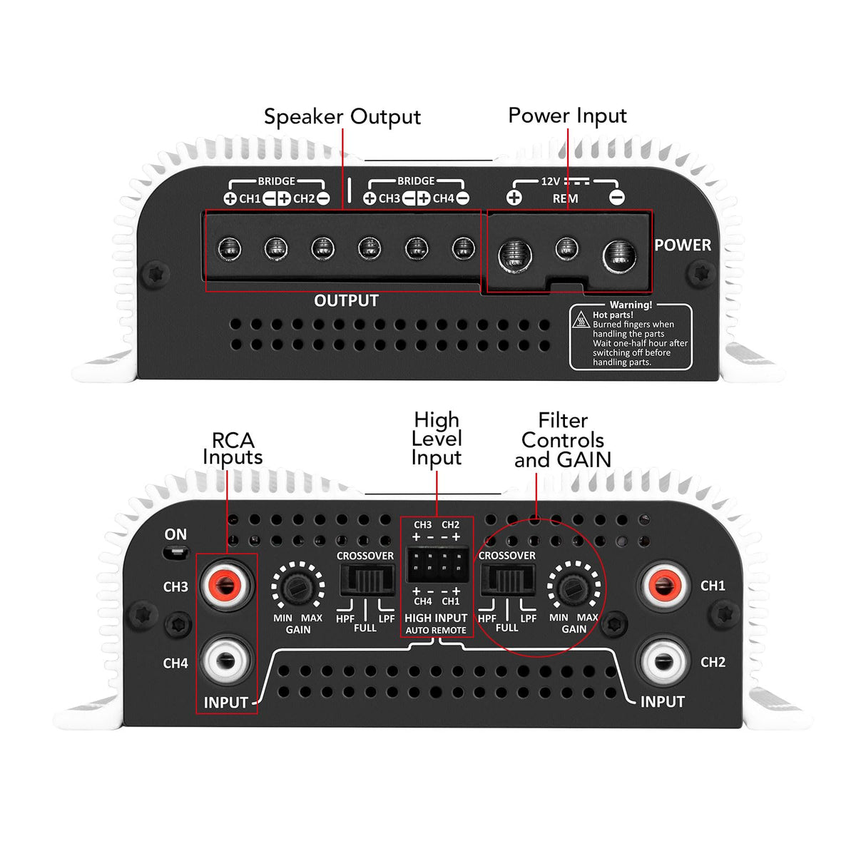 1200 Watt 4 Channel Class D Car Amplifier G8776