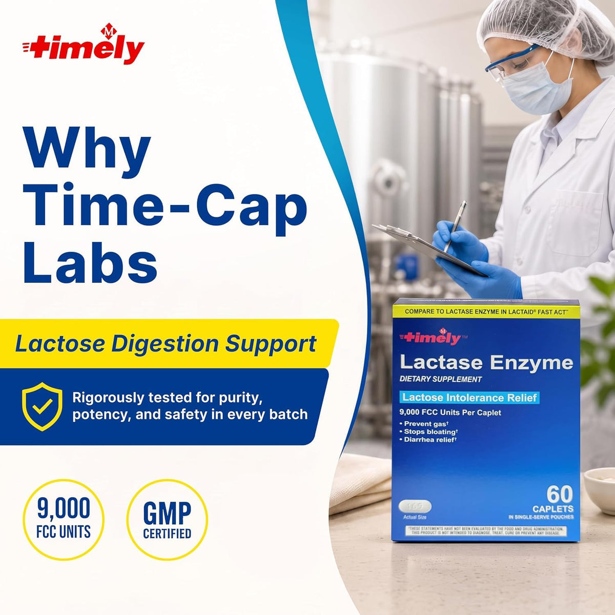 Lactase Enzyme 9,000 FCC Units 60 Caplets L3412