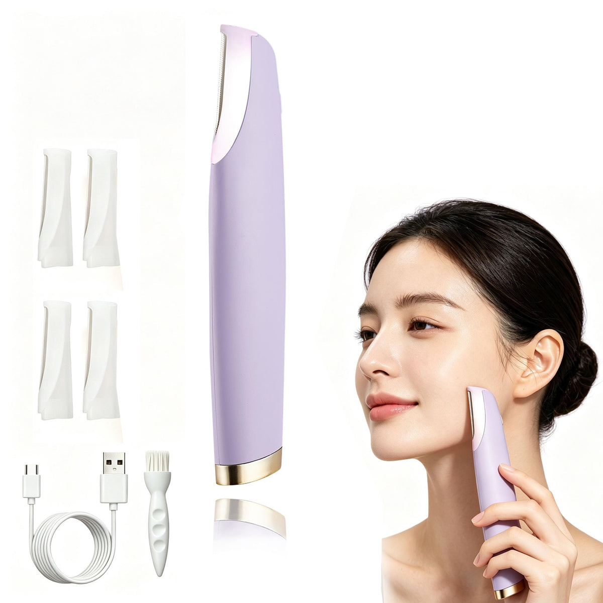 Rechargeable Dermaplane Razor with 4 Blades LED Light C1628