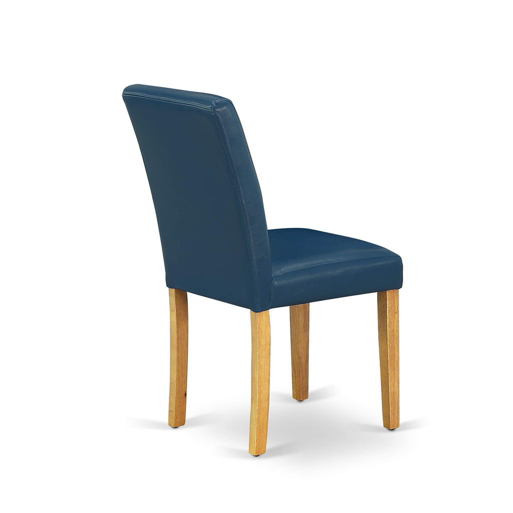 5 Piece Oak Dining Set with Dropleaf Table and 4 Blue Chairs L76910