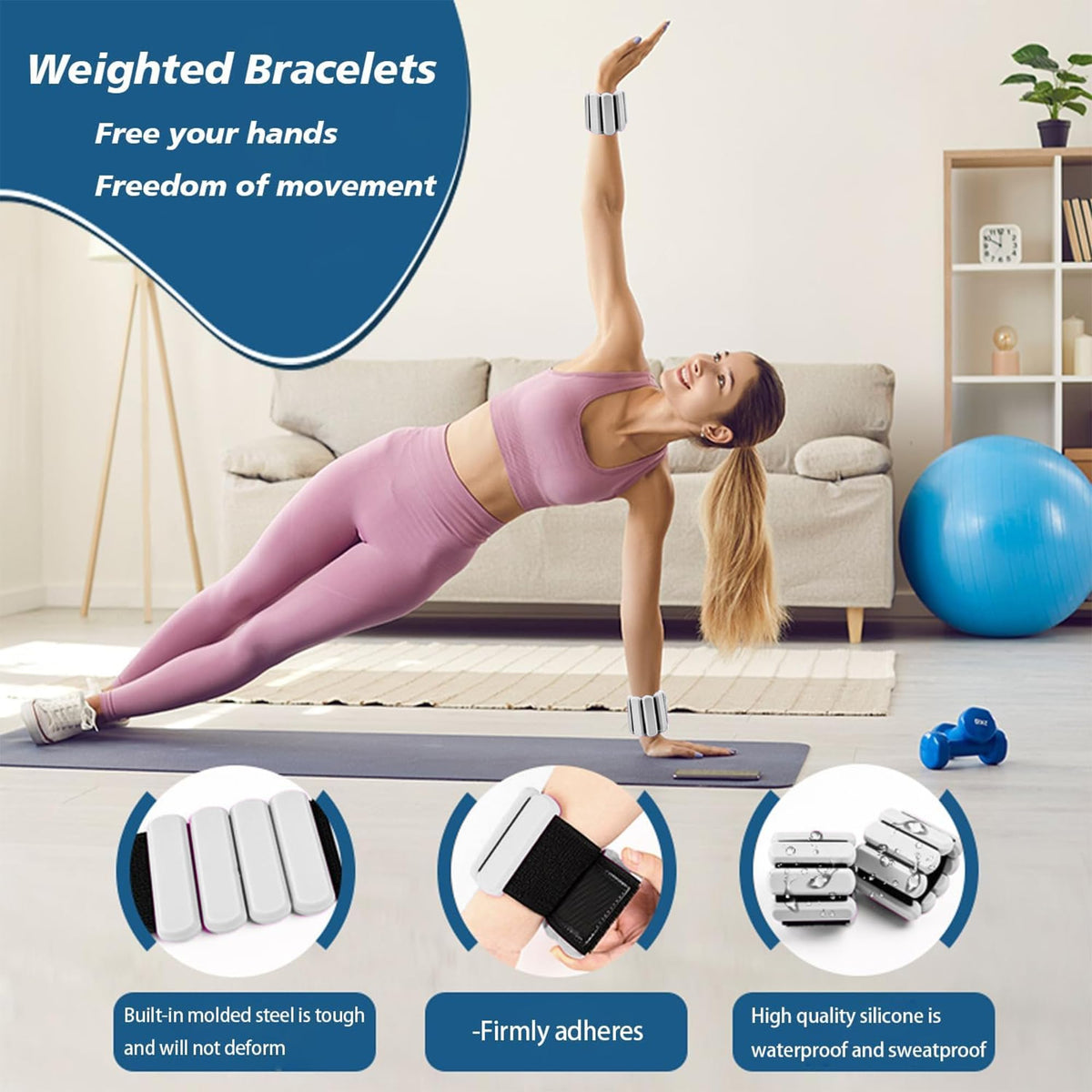 Adjustable Silicone Wrist and Ankle Weights Set of 2 D441