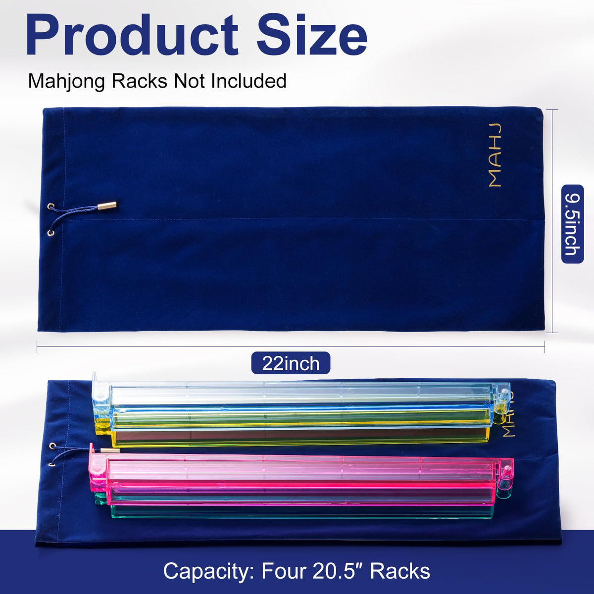 Blue Velvet Drawstring Storage Bag with 2 Compartments A831