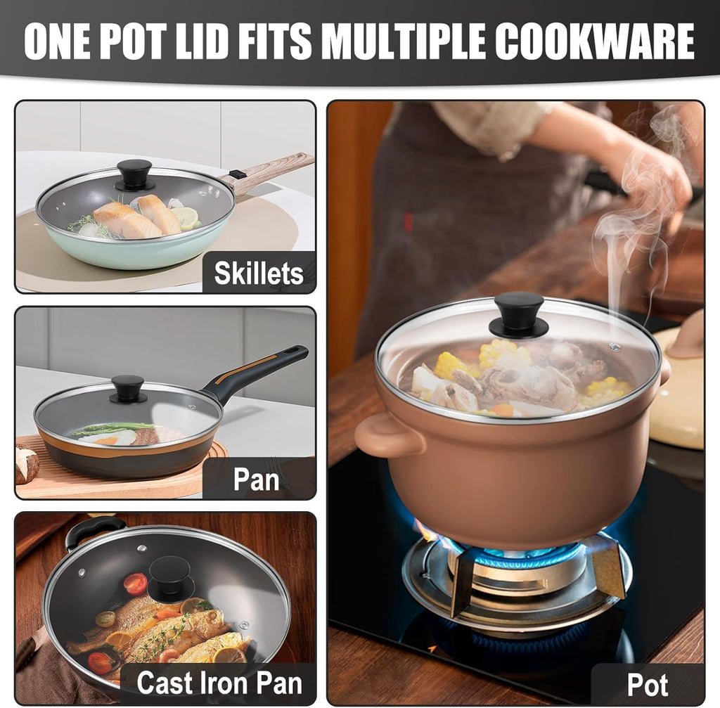 12 Inch Tempered Glass Pan Lid with Silicone Handle J509