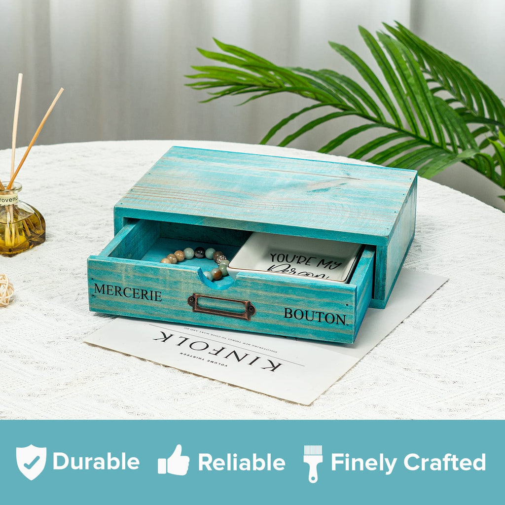 Turquoise Single Drawer Wooden Organizer R10230