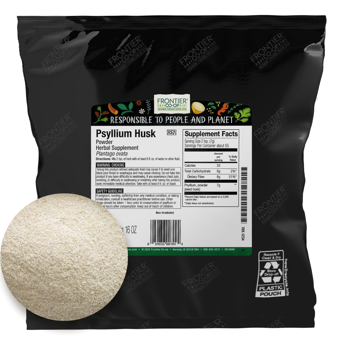 Psyllium Husk Powder 1lb Bulk Bag G513