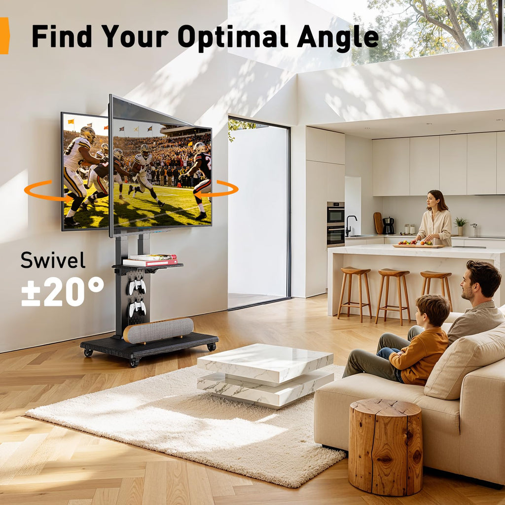 Rolling TV Stand with Pegboard for 32–86 inch TVs J97018