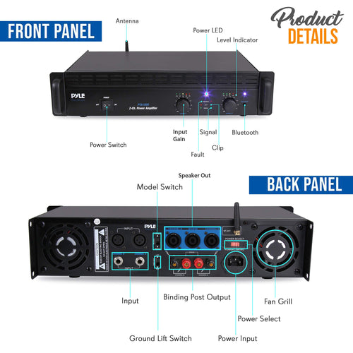 1000 Watt 2-Channel Bluetooth Power Amplifier D6495