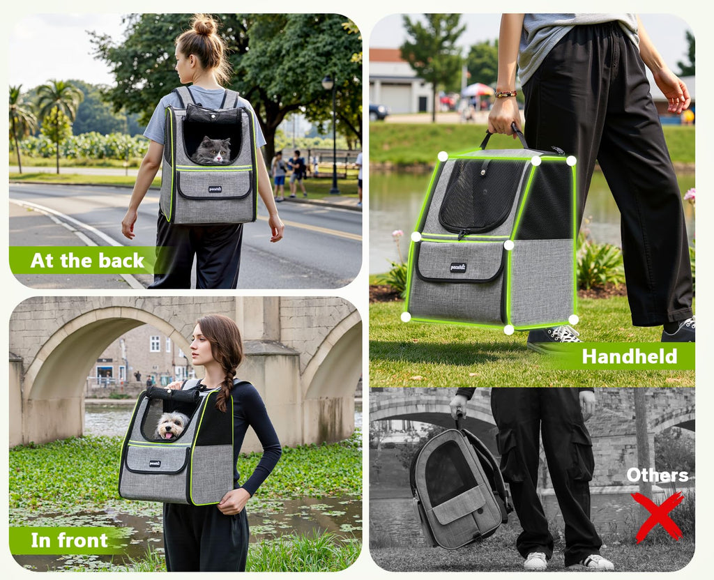 Expandable Cat Backpack Carrier with Ventilated Mesh, Grey U360670