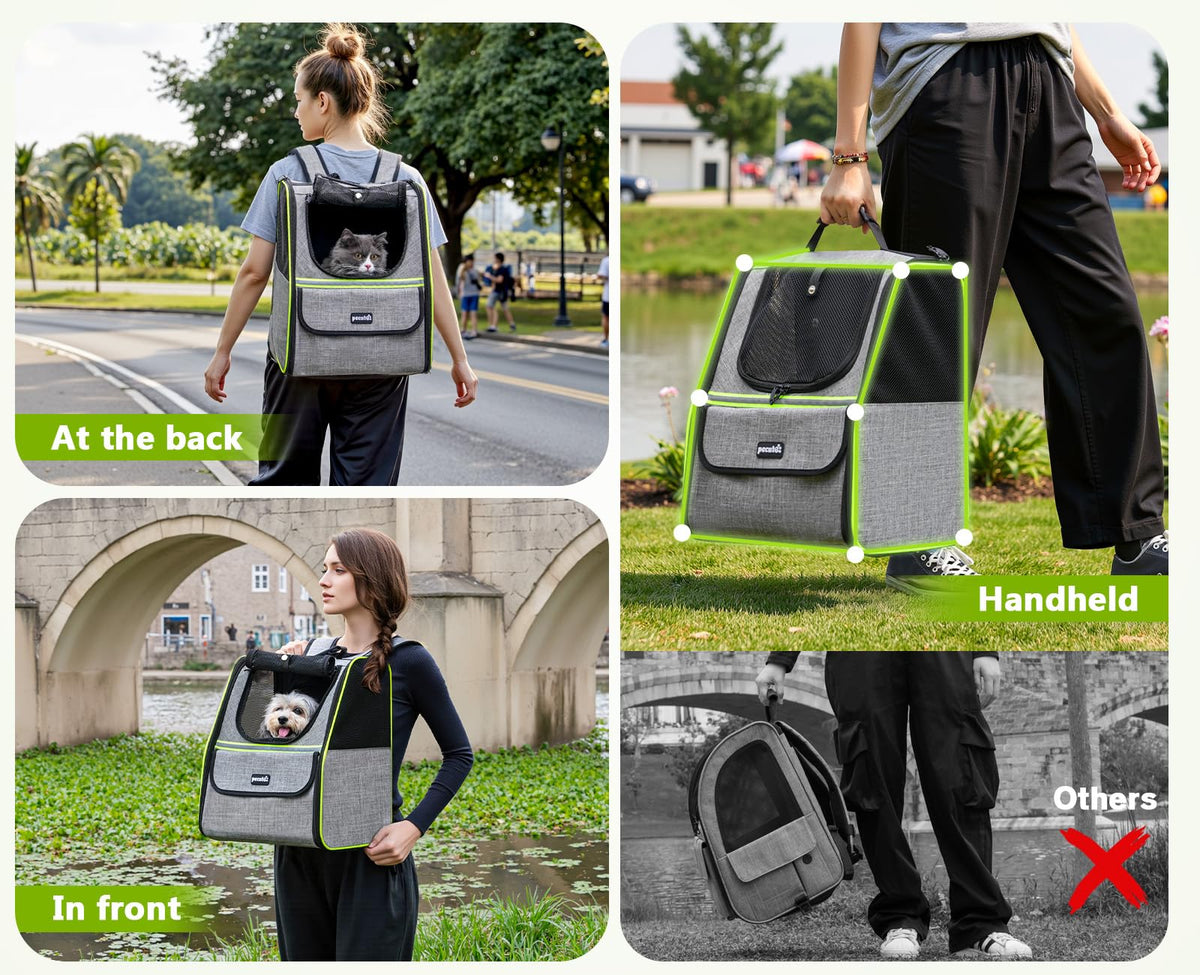 Expandable Cat Backpack Carrier with Ventilated Mesh, Grey U360670