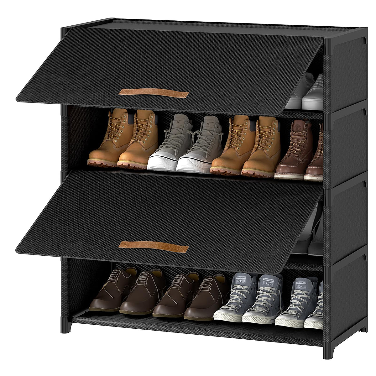 Black 5 Tier Shoe Cabinet with Door H8940