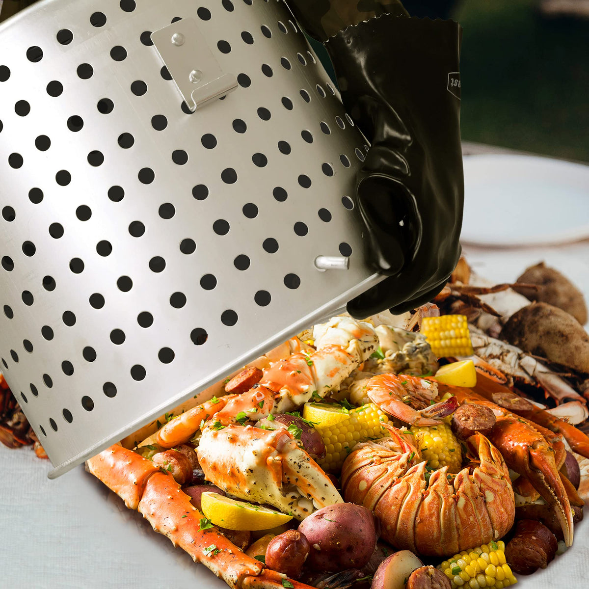 60 Qt. Seafood Boil Pot with Basket and Burner T529508