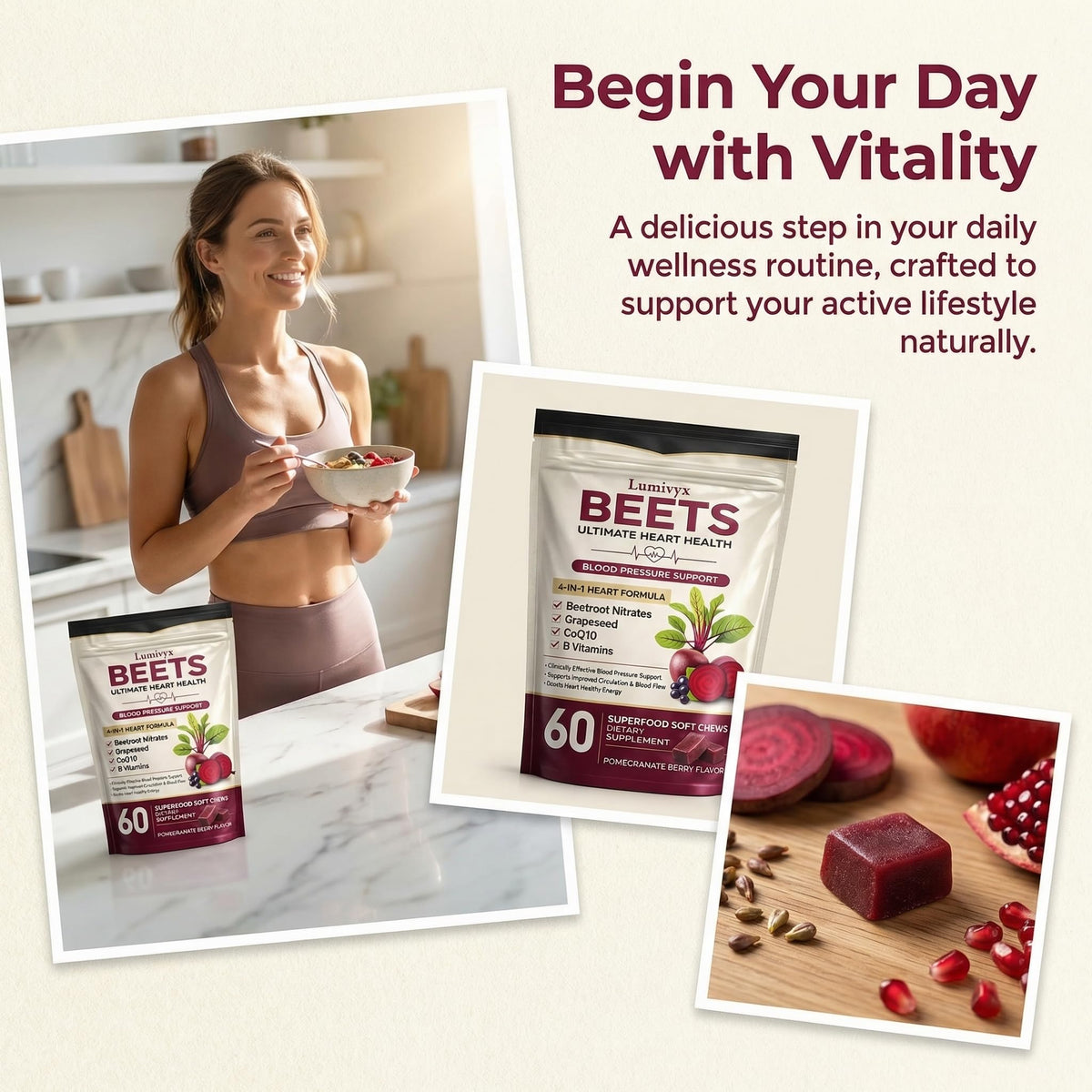 Beet Chews with Grape Seed Extract & CoQ10 - 60 Chews L225664