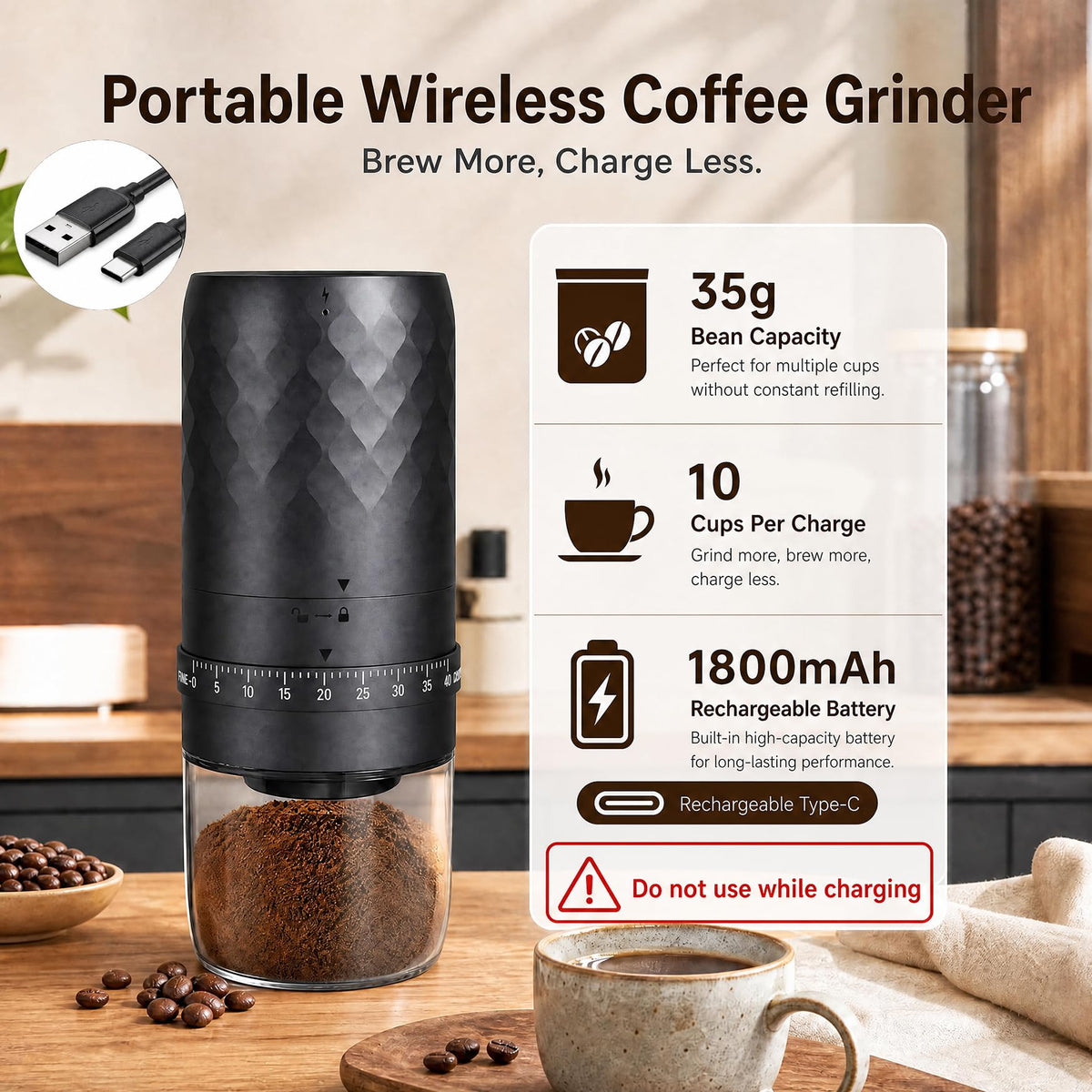 Cordless Burr Coffee Grinder A3860