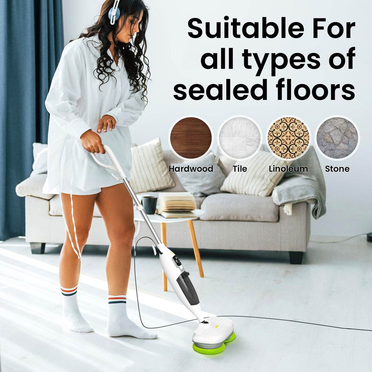 15-in-1 Electric Steam Mop with 3 Steam Modes G618