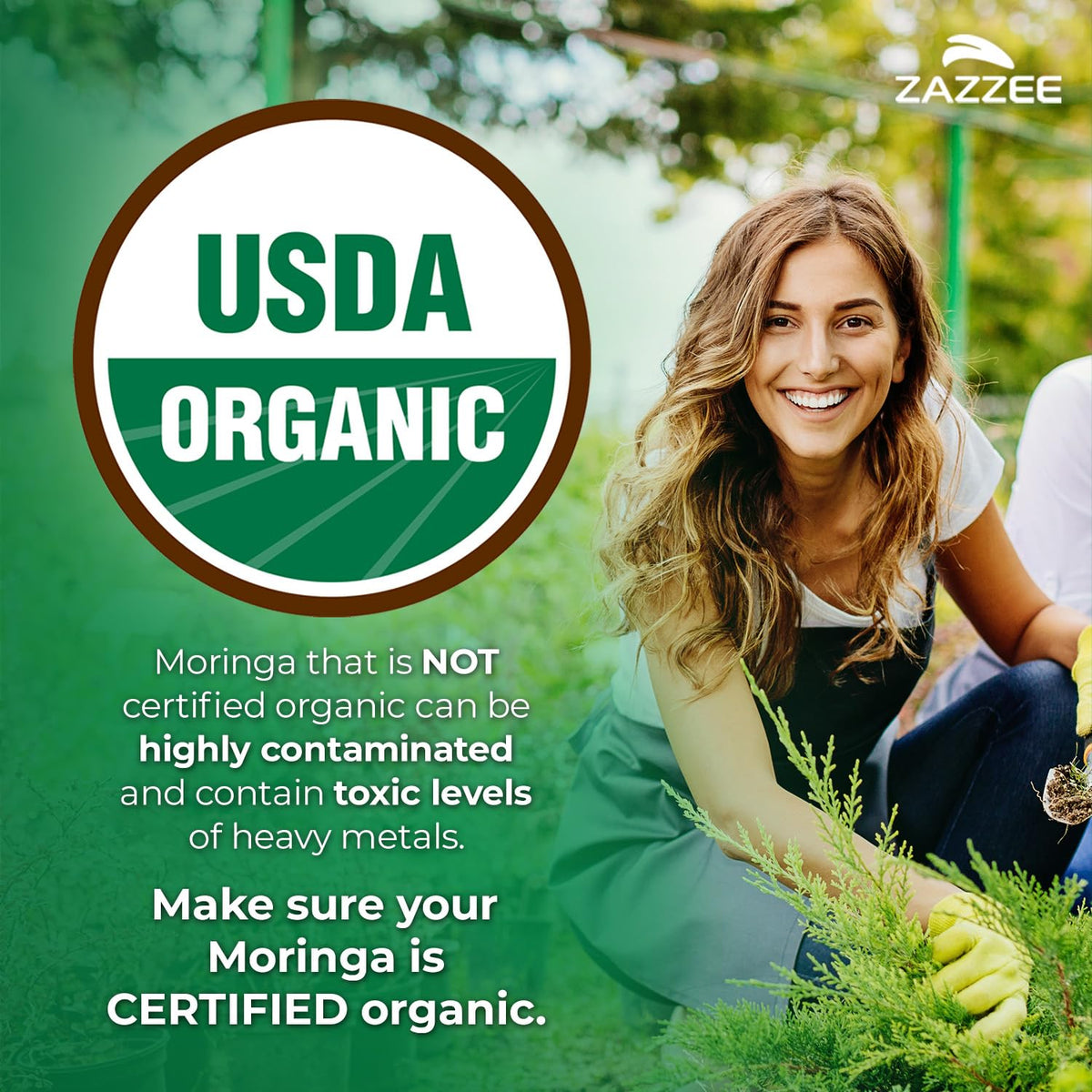 USDA Organic Moringa Leaf 20:1 Extract 120 Vegan Capsules F289514