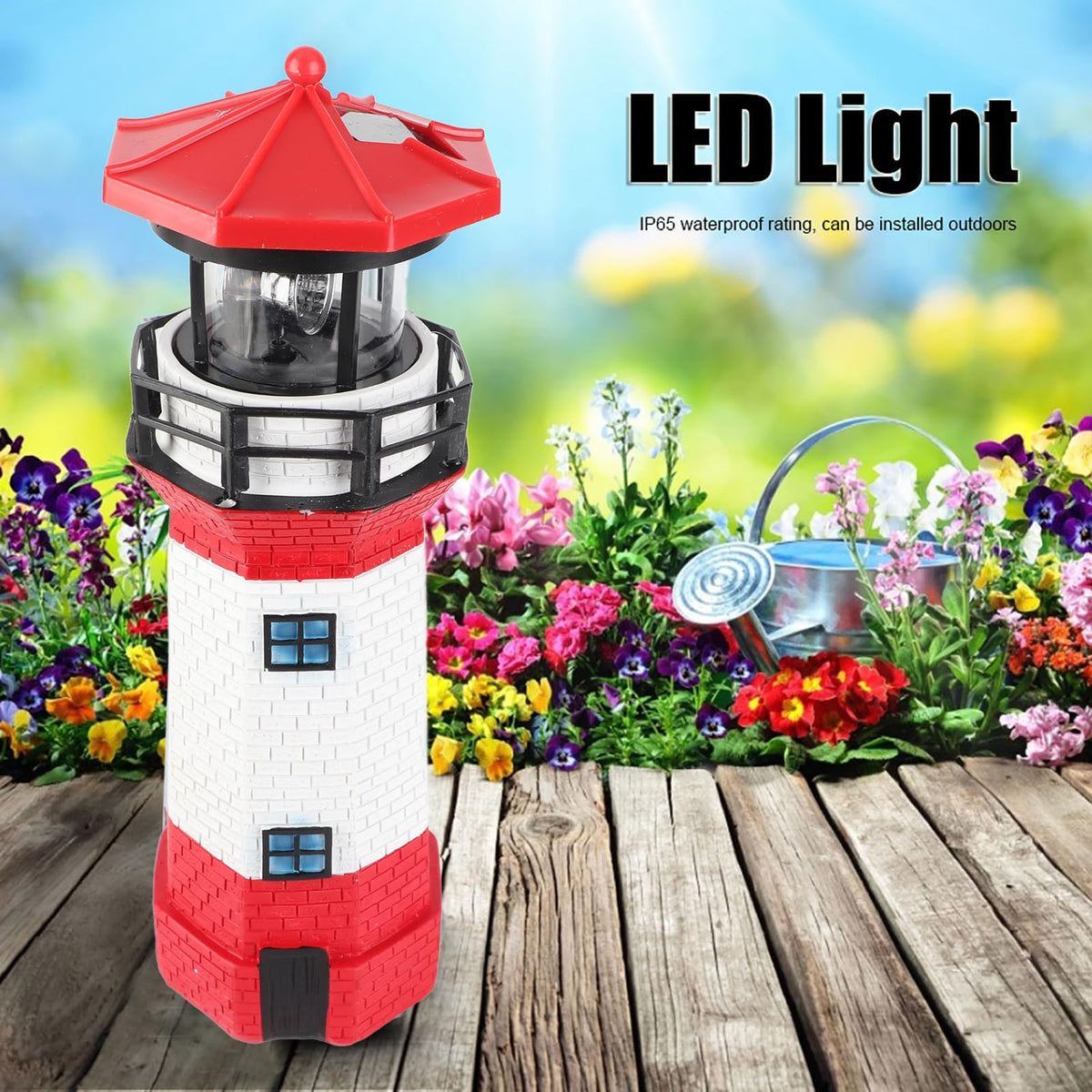Solar Powered Rotating Lighthouse Decoration Z53727