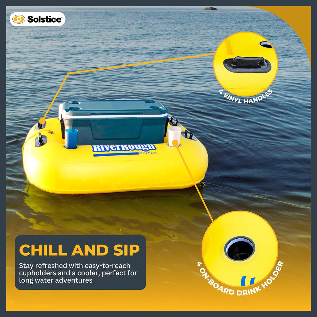 Yellow Inflatable Tube Float with Grab Handles and Cupholders C710