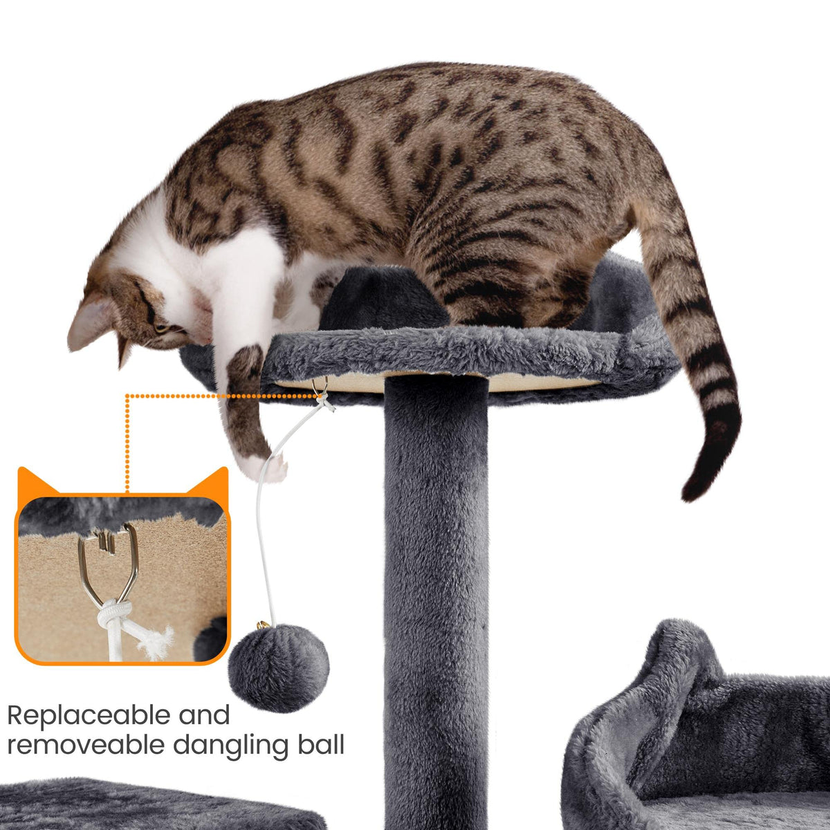 72in Dark Gray Cat Tree Tower with 2 Condos & 3 Perches S884800