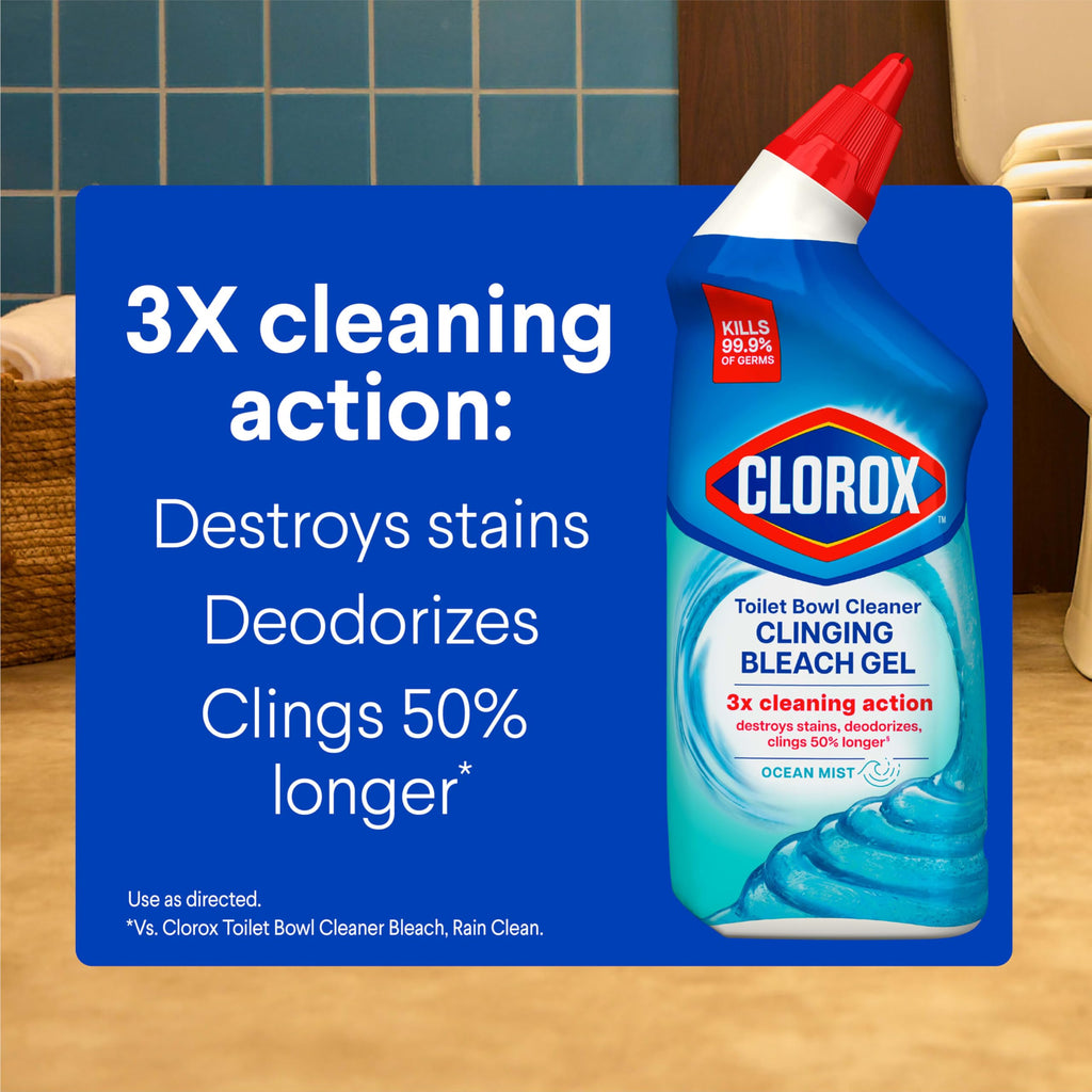 Toilet Bowl Cleaner Clinging Bleach Gel, Ocean Mist, 24 Fl Oz, Pack of 2 M479656