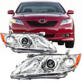 Headlights Assembly for 2007 2008 2009 Toyota Camry Chrome Housing Clear Lens D24418