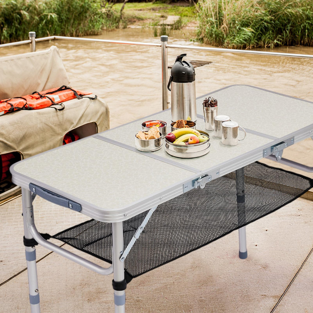 3ft Adjustable Height Aluminum Folding Camping Table Y82678