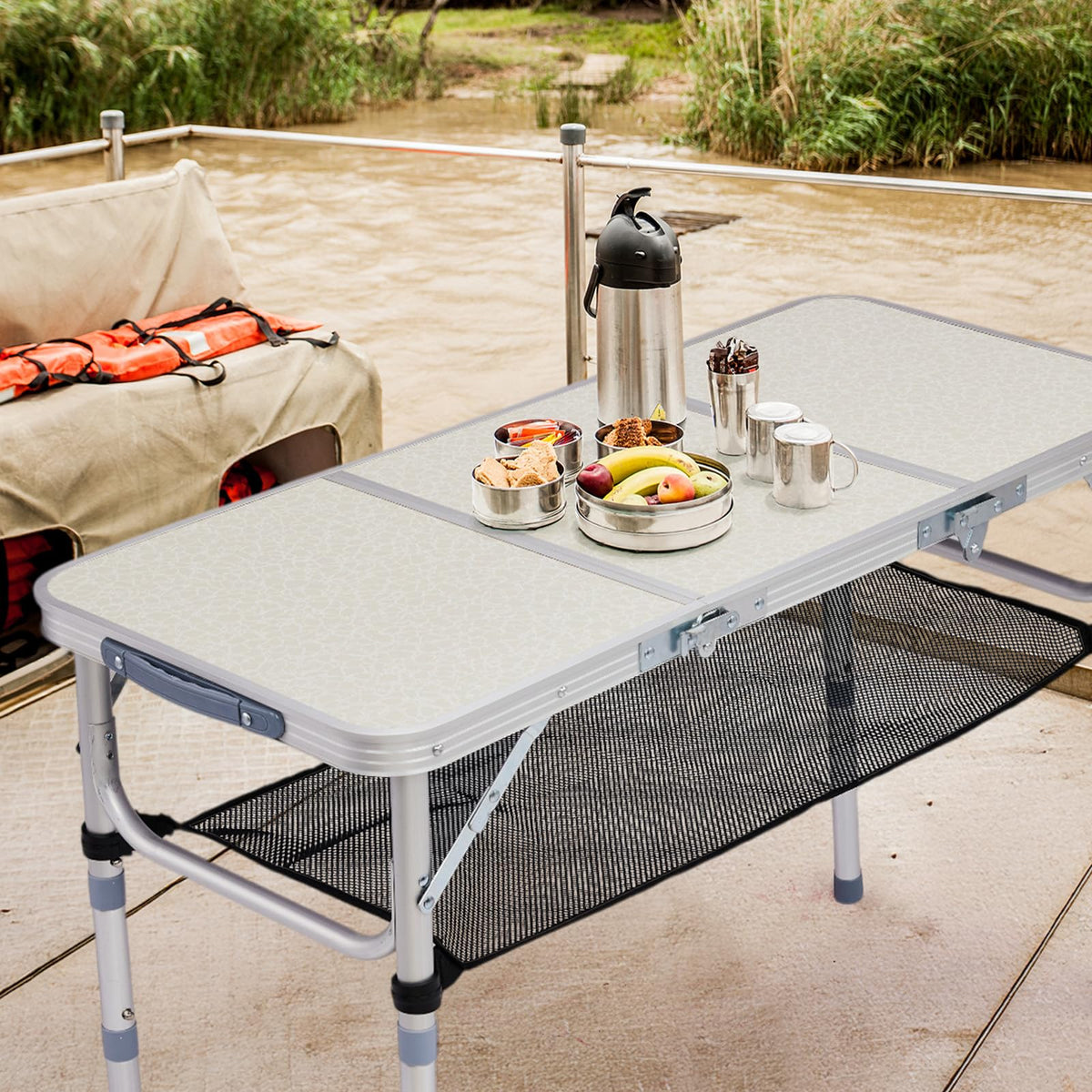 3ft Adjustable Height Aluminum Folding Camping Table Y82678