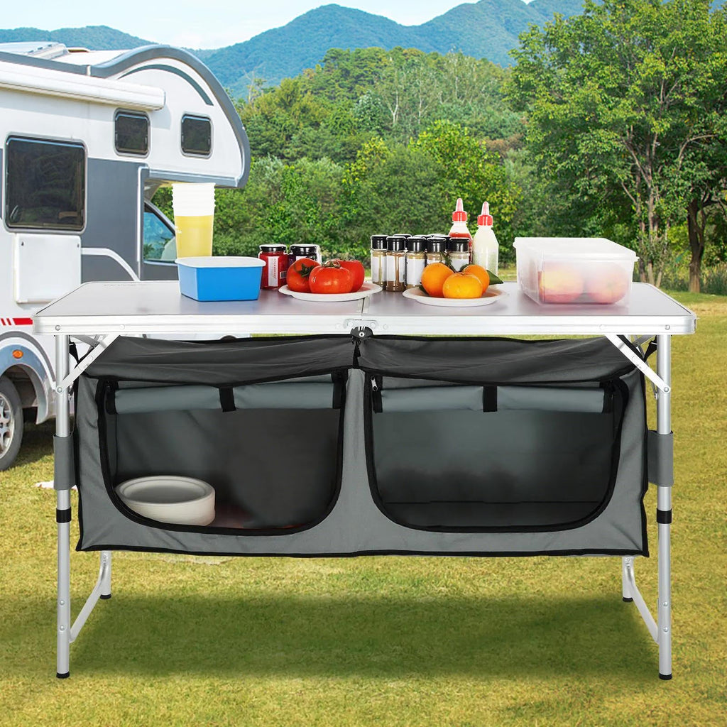 Folding Camping Cooking Table with Storage Organizer C20200