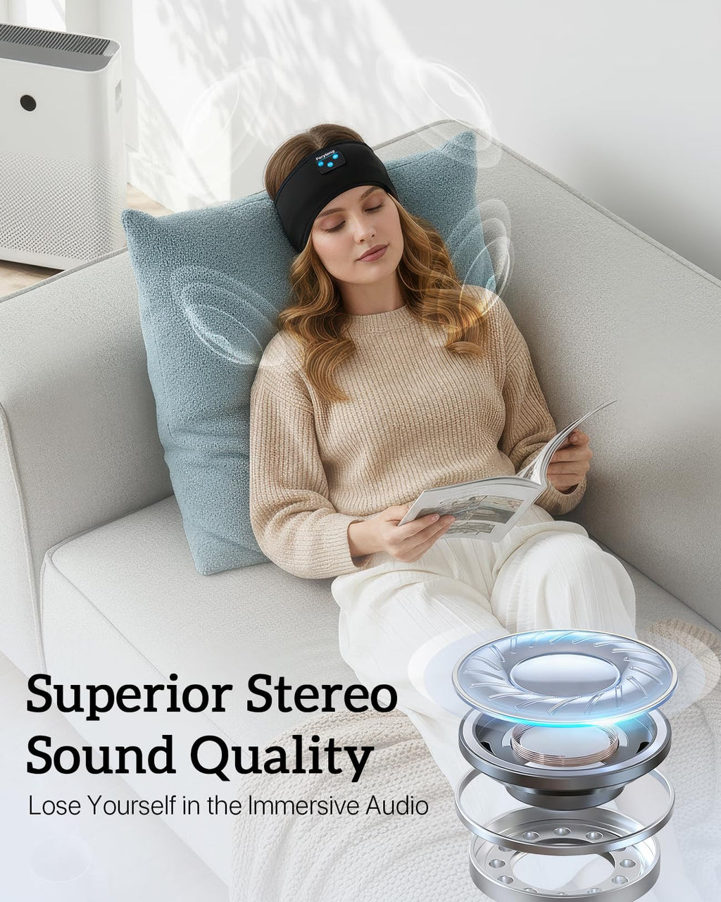 Bluetooth Sleep Headphones with Ultra-Thin Stereo Speakers H7309