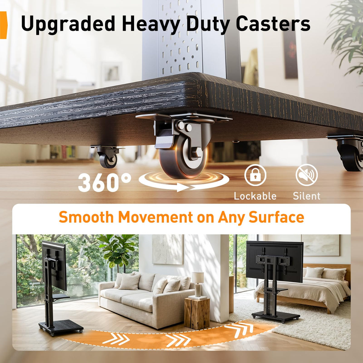 Rolling TV Stand with Pegboard for 32–86 inch TVs J97018