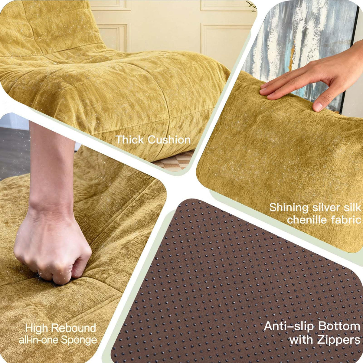 Yellow Memory Foam Bean Bag Chair J5175