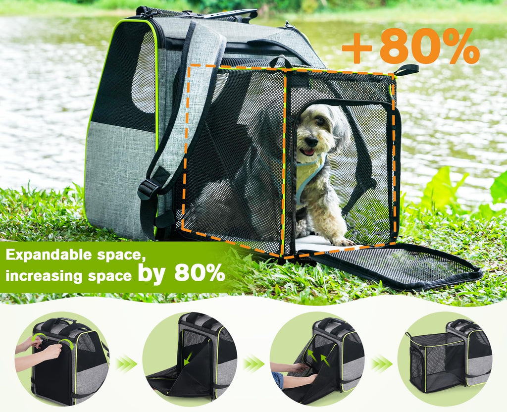 Expandable Cat Backpack Carrier with Ventilated Mesh, Grey U360670