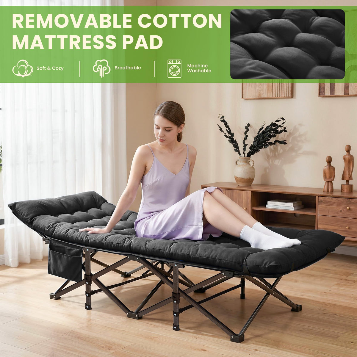 Folding Camping Cot with Carry Bag & Mattress S2325