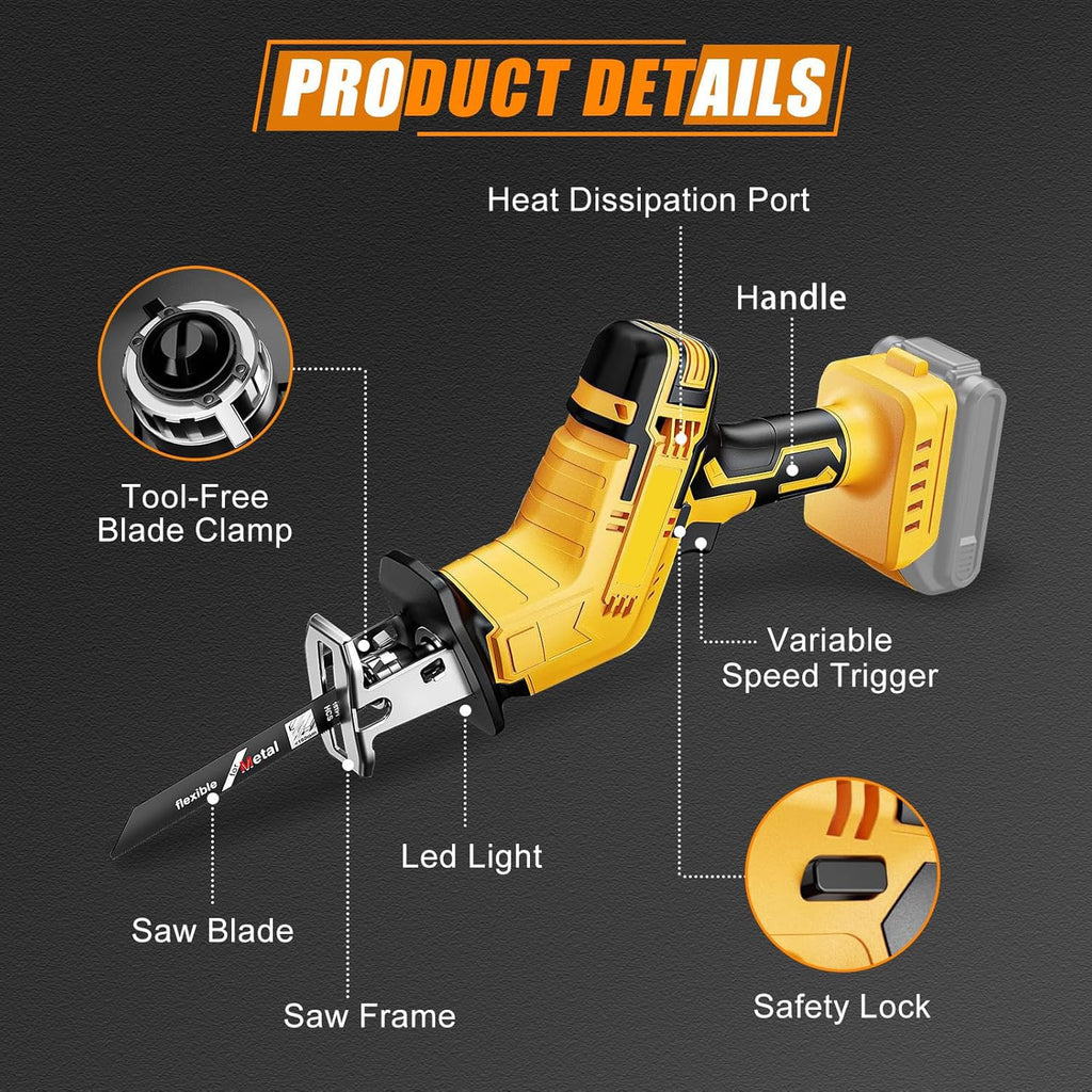 Cordless Reciprocating Saw with 4 Saw Blades P12552
