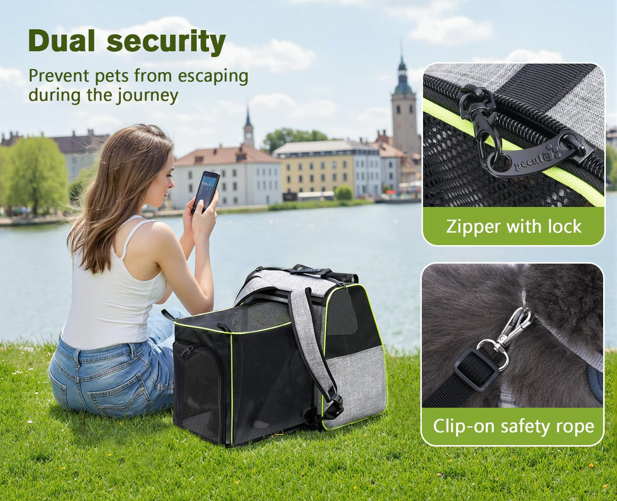 Expandable Cat Backpack Carrier with Ventilated Mesh, Grey U360670