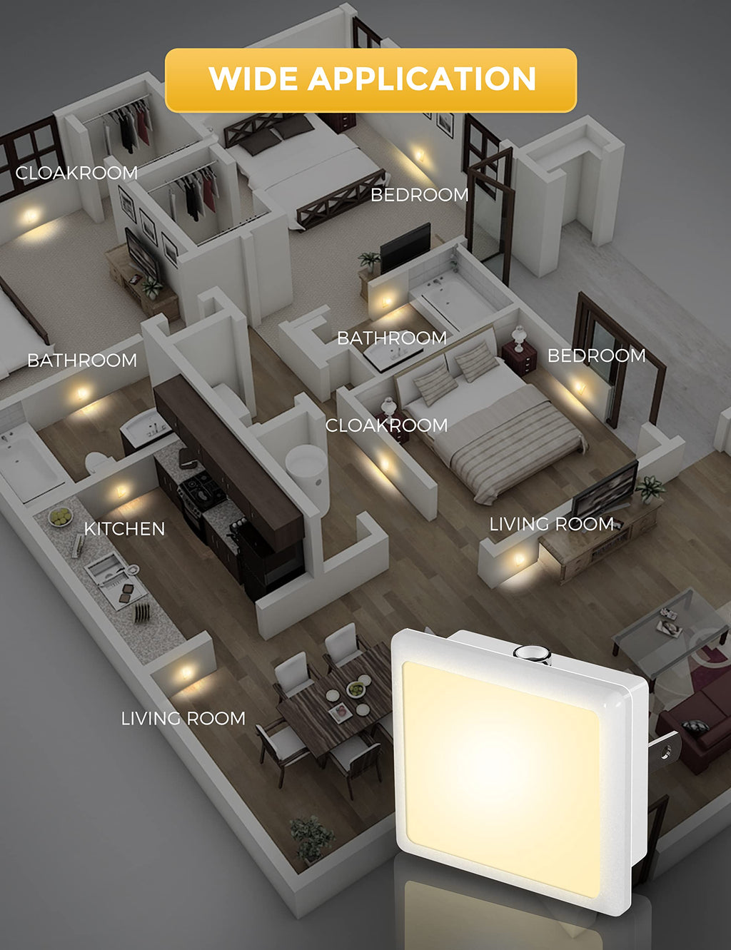 0.3W Plug in Night Lights 2-Pack Y657